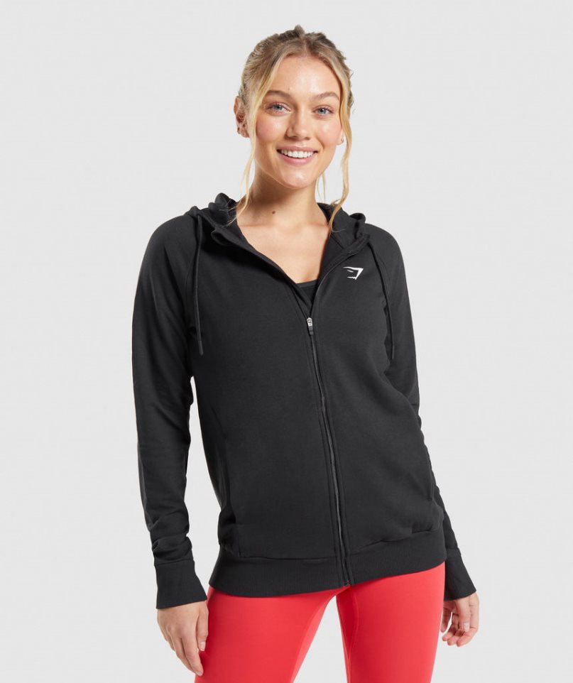 Women\'s Gymshark Training Zip Sweatshirts Black | NZ 5NOZBC